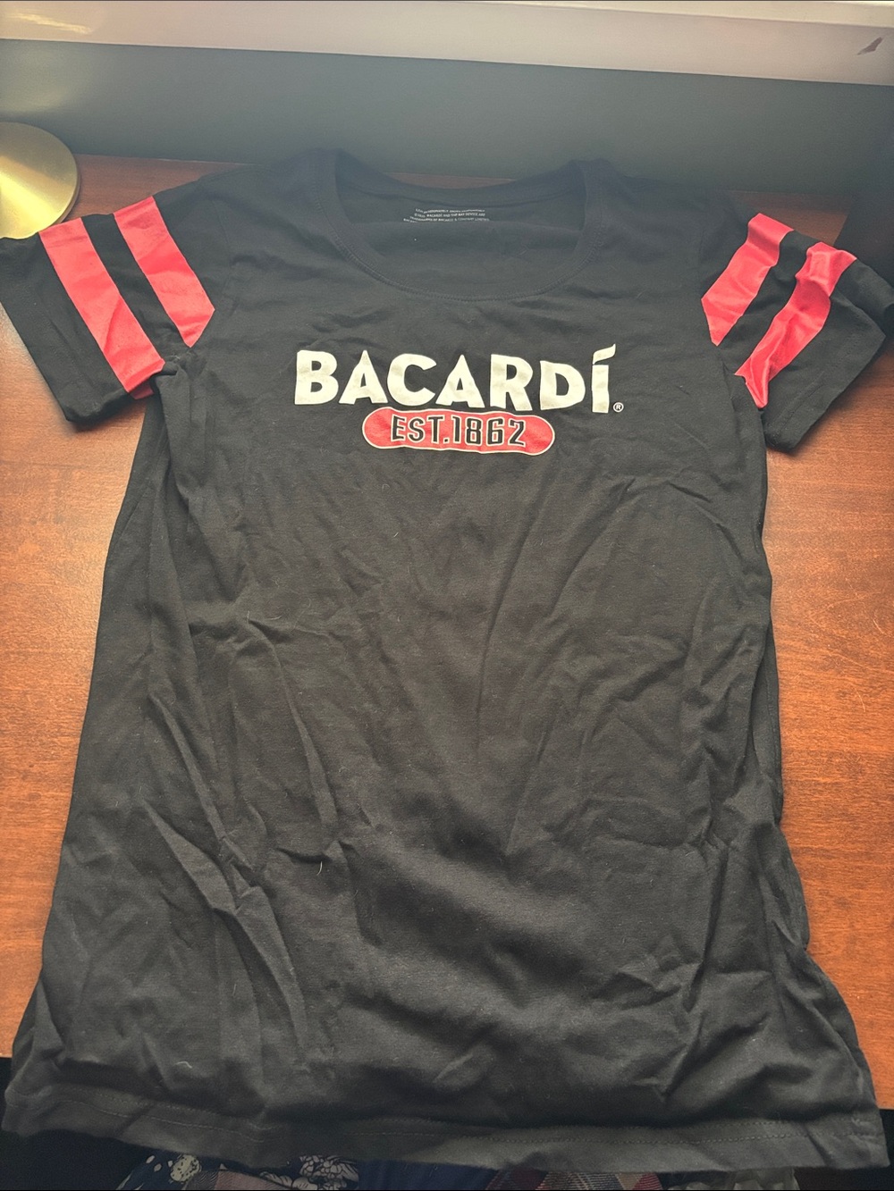 Women’s Black Tee with Red Accent Sleeves